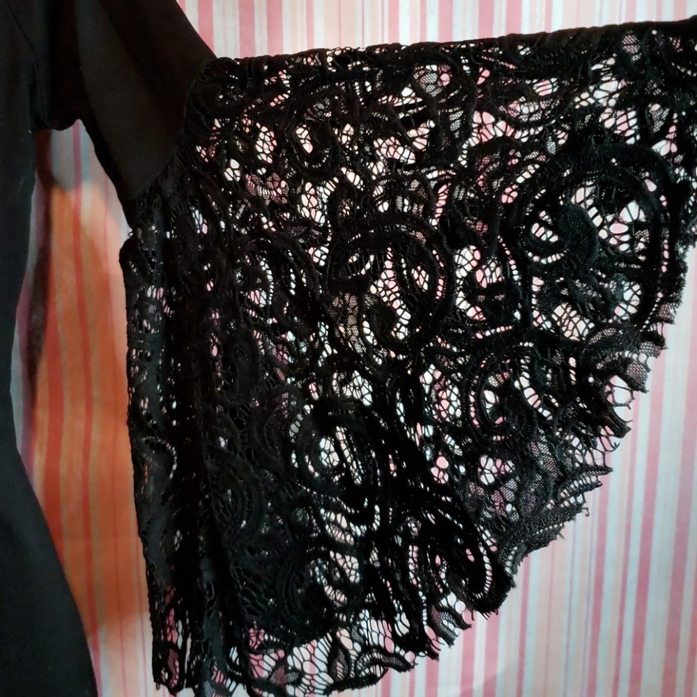 Bar III Black Bell Sleeve Off Shoulder Top - Picture 5 of 6